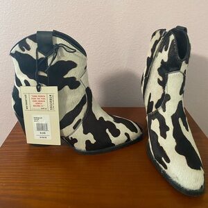 Cow print boots